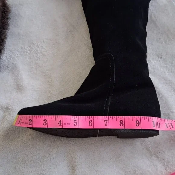 Sam Edelman Women's Size 7.5 Black Suede Orlando Faux Fur Knee High Boots - Picture 12 of 14